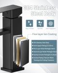 Casavilla Bathroom Faucets Set with Pop Up Drain, Modern Single Handle Black Bathroom Sink Faucet w/Deck Plate(1 or 3 Hole), Farmhouse RV Vanity Sink Faucet-2 Sets, baño lavamanos Llave