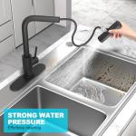AVSIILE Matte Black Waterfall Kitchen Faucets with Pull Down Sprayer, Single Hole, Single Handle, Pull Out Tap, Stainless Steel Sink Faucet, Suitable for Farmhouse Camper Laundry Rv Bar