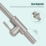 Heyalan Brushed Nickel Kitchen Faucet Cold Water Only 1 Hole Single Handle 360 Degree Swivel Spout Deck Mount High Arc SUS304 Sink Bar Tap Goose Neck with Hose and Longer Thread Pipe