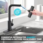 AVSIILE Matte Black Waterfall Kitchen Faucets with Pull Down Sprayer, Single Hole, Single Handle, Pull Out Tap, Stainless Steel Sink Faucet, Suitable for Farmhouse Camper Laundry Rv Bar
