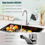 Heyalan Brushed Nickel Kitchen Faucet Cold Water Only 1 Hole Single Handle 360 Degree Swivel Spout Deck Mount High Arc SUS304 Sink Bar Tap Goose Neck with Hose and Longer Thread Pipe