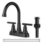 FORIOUS Matte Black Bathroom Sink Faucet, 4 Inch Centerset Bathroom Faucet 2 or 3 Hole with Pop up Drain and cUPC Hose, Two Handles Control, 360° spout for Restroom,Vanity, Rv
