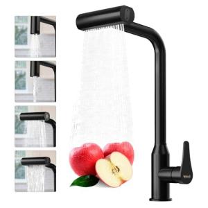 VallisCo Waterfall Kitchen Faucet with Pull Down Sprayer, 4 Modes Function, Single Handle, 360 Rotatable, Easy Installation Commercial Modern Sink Faucet