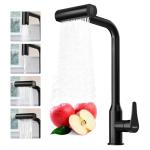 VallisCo Waterfall Kitchen Faucet with Pull Down Sprayer, 4 Modes Function, Single Handle, 360 Rotatable, Easy Installation Commercial Modern Sink Faucet