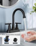 FORIOUS Matte Black Bathroom Sink Faucet, 4 Inch Centerset Bathroom Faucet 2 or 3 Hole with Pop up Drain and cUPC Hose, Two Handles Control, 360° spout for Restroom,Vanity, Rv