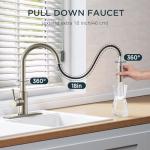 FORIOUS Kitchen Faucet with Pull Down Sprayer, Brushed Nickel High Arc Modern Classic Sink Faucet Stainless Steel with Deck Plate Fit for 1 or 3 Hole for Pot Filler Bar Farmhouse Laundry Rv