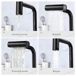 VallisCo Waterfall Kitchen Faucet with Pull Down Sprayer, 4 Modes Function, Single Handle, 360 Rotatable, Easy Installation Commercial Modern Sink Faucet