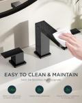 FORIOUS Black Bathroom Faucets 3 Hole, Matte Black Bathroom Sink Faucet 8 Inch Widespread, 2 Handle for Restroom Sink with Pop Up Drain, CUPC Supply Hose and Spare Water Saving Aerator, Vanity 3 Holes