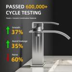 Ryuwanku Bathroom Faucet Brushed Nickel Modern Waterfall Bathroom Sink Faucet with Single Handle Suitable for 1 or 3 Holes,Supply Deck Plate and Hose