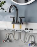FORIOUS Matte Black Bathroom Sink Faucet, 4 Inch Centerset Bathroom Faucet 2 or 3 Hole with Pop up Drain and cUPC Hose, Two Handles Control, 360° spout for Restroom,Vanity, Rv