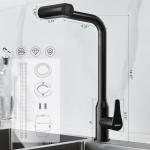 VallisCo Waterfall Kitchen Faucet with Pull Down Sprayer, 4 Modes Function, Single Handle, 360 Rotatable, Easy Installation Commercial Modern Sink Faucet