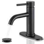 Black Bathroom Faucet, WINKEAR Single Hole Bathroom Faucet with Pop-up Drain and Flexible Hoses, Single Handle Faucet for Bathroom Sink, Vanity, RV, Modern Farmhouse, Suitable for 1 Hole or 3 Hole