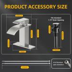 Ryuwanku Bathroom Faucet Brushed Nickel Modern Waterfall Bathroom Sink Faucet with Single Handle Suitable for 1 or 3 Holes,Supply Deck Plate and Hose