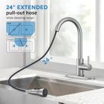 Arofa Kitchen Faucet with Pull Down Sprayer, Brushed Nickel Kitchen Sink Faucet Single Handle Stainless Steel for 1 or 3 Hole Farmhouse Laundry Utility Rv Bar Sinks