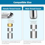 Hibbent NSF/ANSI/CAN 61 Certified Faucet Aerator, CUPC Certification 360° Twist Kitchen Sink Aerator, Dual-function Sink Sprayer Attachment, Faucet Replacement Part 55/64'' Female Thread, Chrome