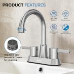 Bathroom Faucets, Bathroom Faucet 3 Hole, Bathroom Sink Faucet, Faucet for Sink 4 Inch 2 Handle Centerset, Lead-Free, with Copper Pop Up Drain (Brushed Nickel)