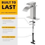 Ryuwanku Bathroom Faucet Brushed Nickel Modern Waterfall Bathroom Sink Faucet with Single Handle Suitable for 1 or 3 Holes,Supply Deck Plate and Hose