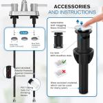 Bathroom Faucets, Bathroom Faucet 3 Hole, Bathroom Sink Faucet, Faucet for Sink 4 Inch 2 Handle Centerset, Lead-Free, with Copper Pop Up Drain (Brushed Nickel)