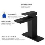 RUMOSE Matte Black Bathroom Faucets Set with Pop Up Drain Single Handle Bathroom Sink Faucet 1 & 3 Hole Waterfall Spout Vanity Faucet Kit with Deck Plate Rv Lavatory Basin Faucet, Stainless Steel