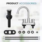 Bathroom Faucets, Bathroom Faucet 3 Hole, Bathroom Sink Faucet, Faucet for Sink 4 Inch 2 Handle Centerset, Lead-Free, with Copper Pop Up Drain (Brushed Nickel)