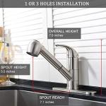 Ufaucet Stainless Steel Kitchen Faucet Brushed Nickel,Small Single Handle Pull Out Kitchen Sink Faucet with Sprayer,Single Hole Low Kitchen Faucets Grifo De Cocina