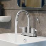 Bathroom Faucets, Bathroom Faucet 3 Hole, Bathroom Sink Faucet, Faucet for Sink 4 Inch 2 Handle Centerset, Lead-Free, with Copper Pop Up Drain (Brushed Nickel)