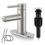 Brushed Nickel Bathroom Sink Faucets Single Hole Single Handle Stainless Steel Bathroom Faucet RV Faucet Deck Mount 1 Hole or 3 Holes with Pop-up Drains