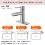 Brushed Nickel Bathroom Sink Faucets Single Hole Single Handle Stainless Steel Bathroom Faucet RV Faucet Deck Mount 1 Hole or 3 Holes with Pop-up Drains