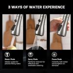 WEWE Single Handle High Arc Brushed Nickel Pull Out Kitchen Faucet,Single Level Stainless Steel Kitchen Sink Faucets with Pull Down Sprayer,Suitable for Laundry Rv Bar