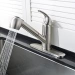 Ufaucet Stainless Steel Kitchen Faucet Brushed Nickel,Small Single Handle Pull Out Kitchen Sink Faucet with Sprayer,Single Hole Low Kitchen Faucets Grifo De Cocina