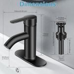 PONAFOU Black Single Hole Bathroom Faucet Black Vanity Faucet for Bathroom Sink 1 Hole or 3 Hole for Modern RV Sink with Pop-up Drain and Deck