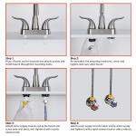 KPW Bathroom Sink Faucet 2 or 3 Hole Brushed Nickel Centerset 4 Inch Bathroom Sink Faucet 2 Handle Over ABS Non-Metallic Lavatory Bathroom Faucet with Pop up Drain Water Supply Hoses