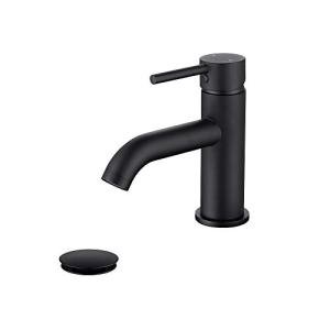 JAKARDA Single Handle Black Bathroom Faucet with Metal Drain Assembly and Escutcheon, Matte Black (Matte Black-JO1)