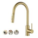 Havin Gold Kitchen Faucet with Pull Down Sprayer, High Arc Stainless Steel Material, with cUPC Ceramic Cartridge,Without Deck Plate,Fit for 1 Hole Kitchen Sink or Laundry Sink,Brushed Gold,HV501G