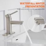 Brushed Nickel Bathroom Sink Faucets Single Hole Single Handle Stainless Steel Bathroom Faucet RV Faucet Deck Mount 1 Hole or 3 Holes with Pop-up Drains