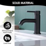 JAKARDA Single Handle Black Bathroom Faucet with Metal Drain Assembly and Escutcheon, Matte Black (Matte Black-JO1)