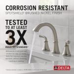 Delta Geist Brushed Nickel Bathroom Faucet 3 Hole, 8 Inch Widespread Bathroom Sink Faucet for Vanity, Push-Pop Drain Assembly, SpotShield Brushed Nickel 35864LF-SP