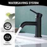 JAKARDA Single Handle Black Bathroom Faucet with Metal Drain Assembly and Escutcheon, Matte Black (Matte Black-JO1)