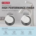 Delta Geist Brushed Nickel Bathroom Faucet 3 Hole, 8 Inch Widespread Bathroom Sink Faucet for Vanity, Push-Pop Drain Assembly, SpotShield Brushed Nickel 35864LF-SP