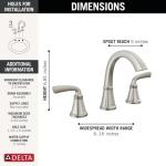 Delta Geist Brushed Nickel Bathroom Faucet 3 Hole, 8 Inch Widespread Bathroom Sink Faucet for Vanity, Push-Pop Drain Assembly, SpotShield Brushed Nickel 35864LF-SP