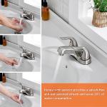 KPWATER Bathroom Sink Faucets 2/3 Hole,Brushed Nickel Dual Handles 4 inch Plastic Plating Over Bathroom Faucet with Pop-up Drain and 2 Supply Hoses for Apartment Rvs Sink Vanity