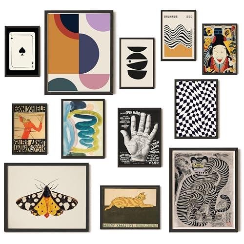 97 Decor Vintage Eclectic Wall Art Collage - Abstract Modern Art Prints For Wall Decor, Cool Funky Pictures Maximalist Paintings Retro Bauhaus Posters Set For Dorm Bedroom Home Decorations (Unframed)