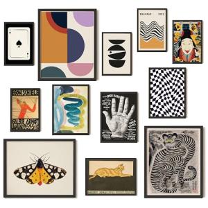 97 Decor Vintage Eclectic Wall Art Collage - Abstract Modern Art Prints For Wall Decor, Cool Funky Pictures Maximalist Paintings Retro Bauhaus Posters Set For Dorm Bedroom Home Decorations (Unframed)