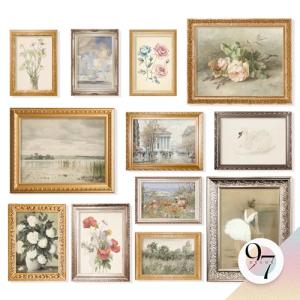 97 Decor French Decor For Home - Country French Wall Art Posters, Vintage Floral Pictures, Vintage Art Gallery Wall Prints Landscape Painting For Bedroom Decorations (Unframed)