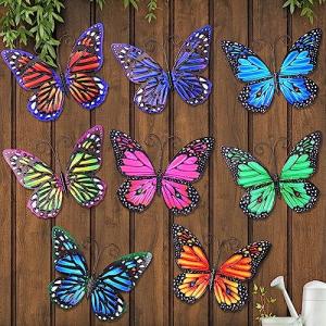 8 Pieces Metal Butterfly Wall Art Decor, 3D Butterfly Hanging Wall Decor Sculpture for Balcony Patio Living Room Garden Outdoor Fence Decoration(Lovely Style)