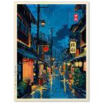 Podafu Japanese Tokyo Tea House Wall Art Poster - 12x16in Unframed Canvas Print for Bedroom Decor