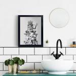 Framed Bathroom Decor Wall Art Wear Crown Frog Toilet Paper Pile - Playful Bathroom wall decor Animal Art black and white canvas print can be hung directly - Frame, 8 "x 10"