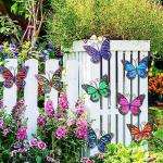 8 Pieces Metal Butterfly Wall Art Decor, 3D Butterfly Hanging Wall Decor Sculpture for Balcony Patio Living Room Garden Outdoor Fence Decoration(Lovely Style)