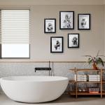 Framed Bathroom Decor Wall Art Wear Crown Frog Toilet Paper Pile - Playful Bathroom wall decor Animal Art black and white canvas print can be hung directly - Frame, 8 "x 10"