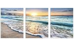 TutuBeer 3 Panel Beach Canvas Wall Art for Home Decor Blue Sea Sunset White Beach Painting the Picture Print on Canvas Seascape the Pictures for Home Decor Decoration,Ready to Hang